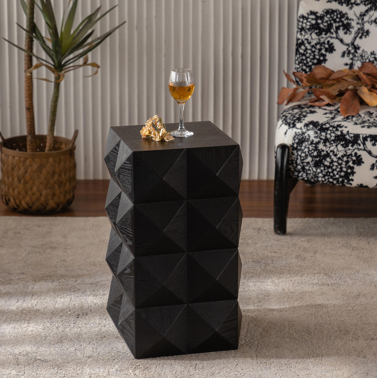 COUCHTISCH 60 cm Schwarz aus Massivholz und MDF im Vintage-Stil - Schwarz, Holzwerkstoff (37/37/60cm) - OKMYHOME