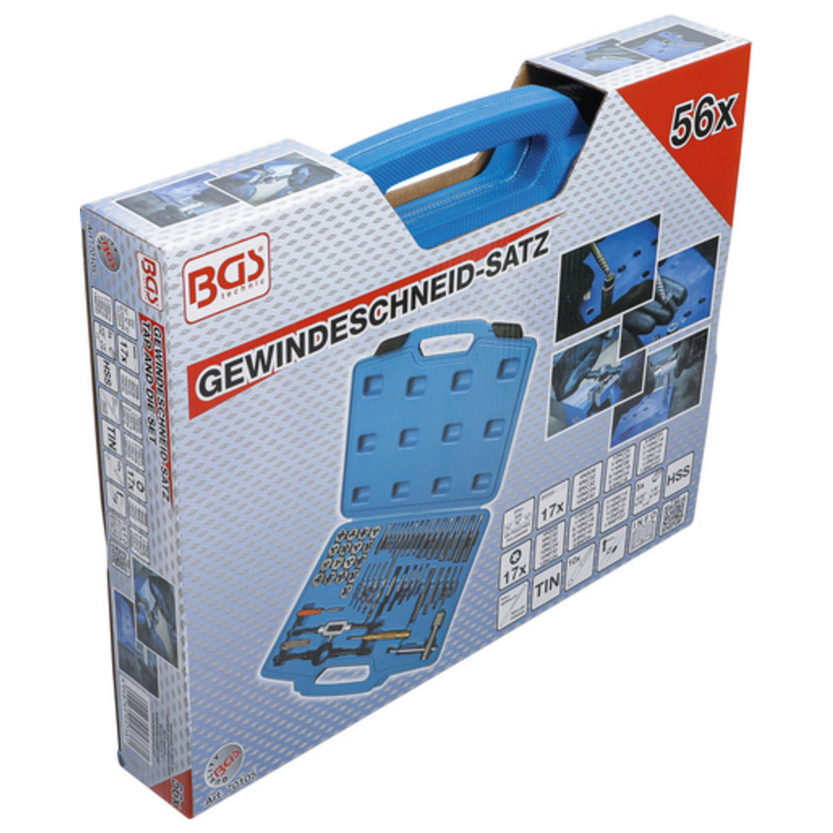 GEWINDESCHNEID-SATZ, Zoll, 56-teilig, 1/4"-1" - Multicolor, Kunststoff (385/315/57cm) - BGS technic