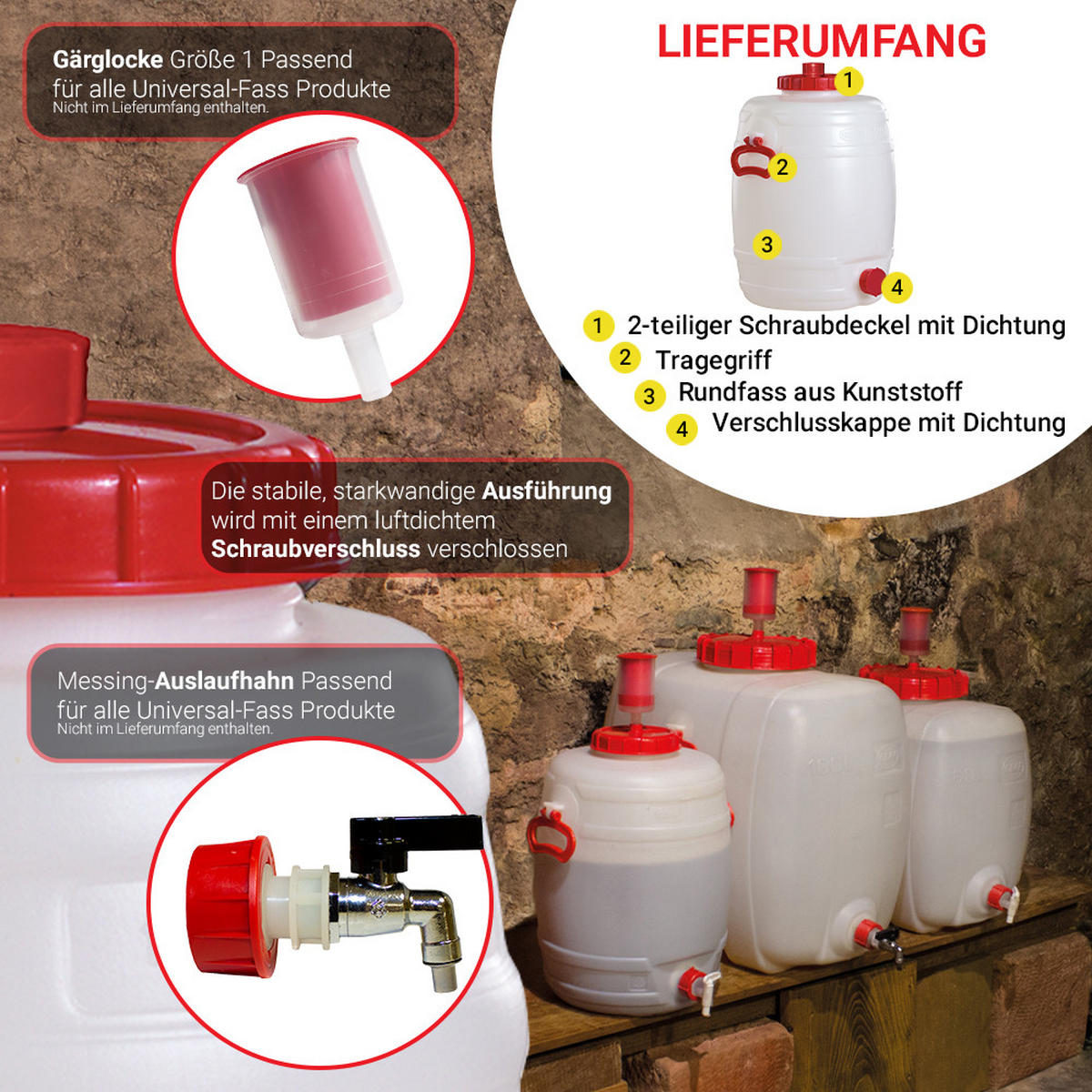 UNIVERSAL-FASS 30 L rund aus lebensmittelechten PE - Weiß, Kunststoff (33/46/33cm) - GRAF