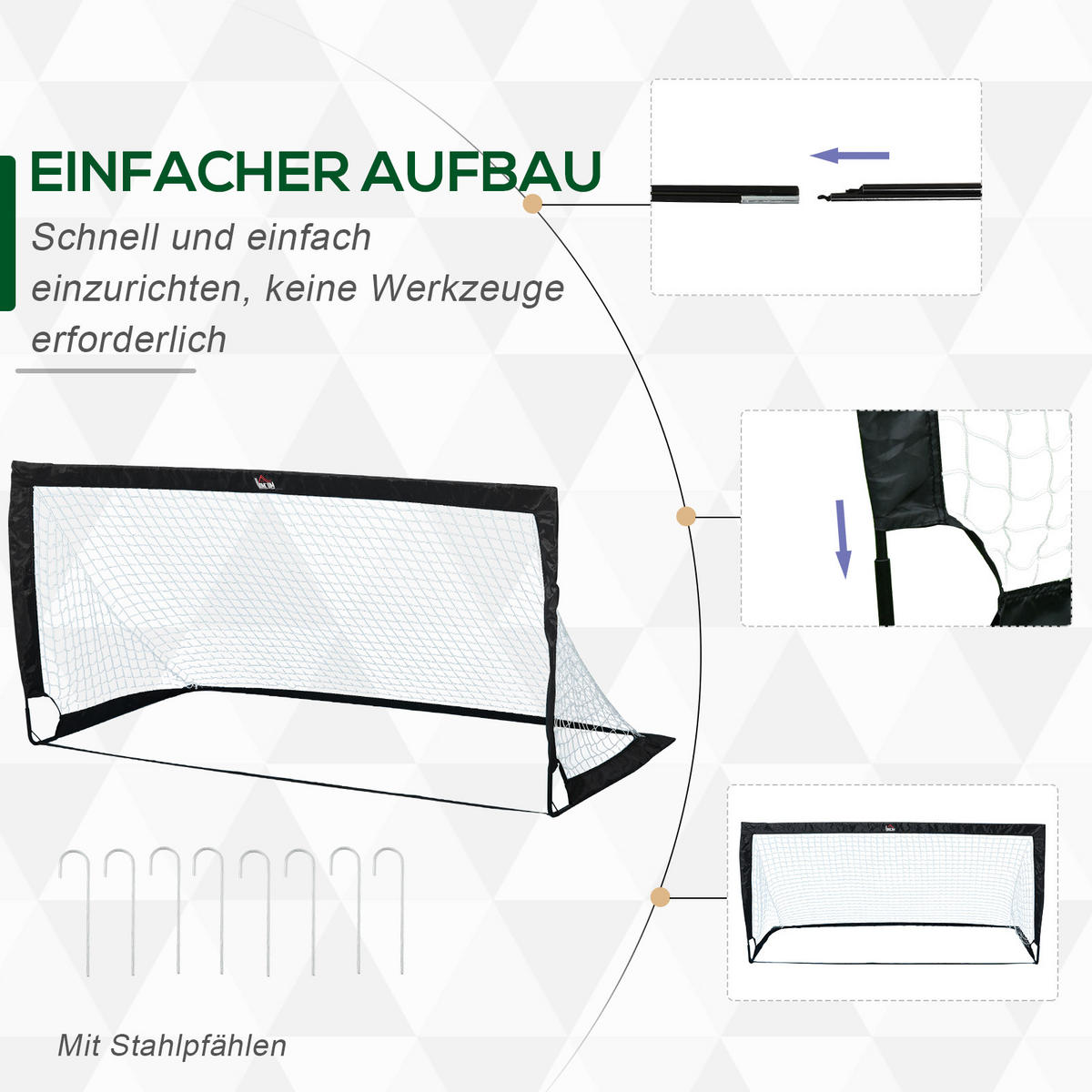 FUSSBALLTOR, Stahl, Schwarz, 186 x 90 x 89 cm - Schwarz, Metall (90/186cm) - HOMCOM