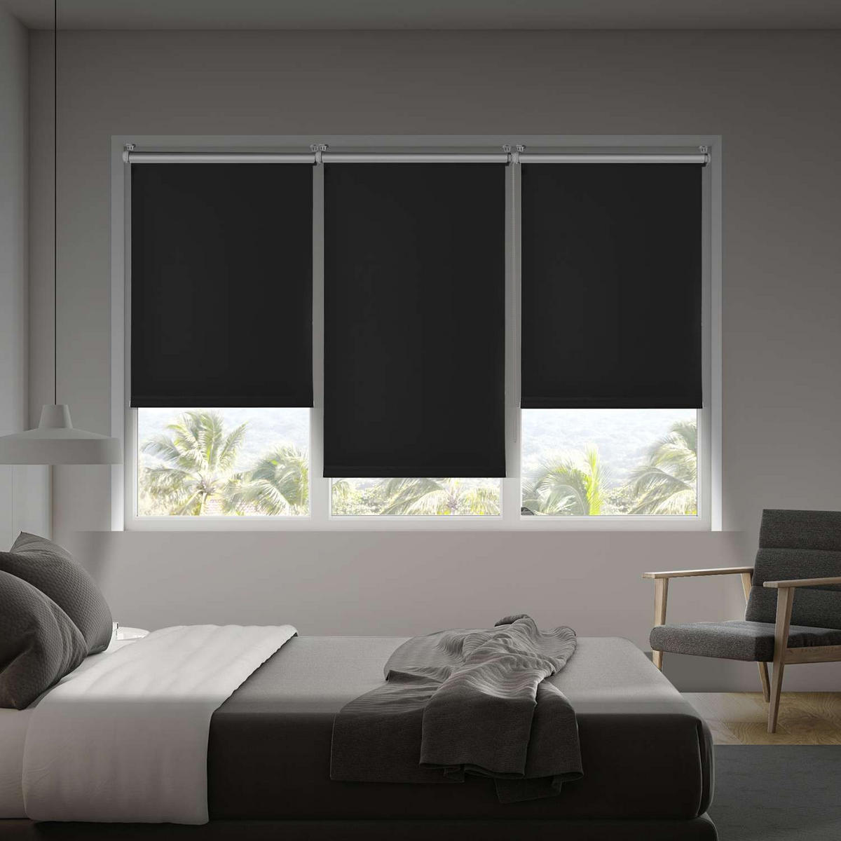 VERDUNKELUNGSROLLO Schwarz, 45 cm x 180 cm 90 cm x 180 cm - Schwarz, Kunststoff (90/180cm) - STORESDECO