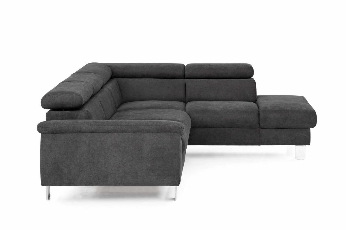 ECKSOFA mit Schlaffunktion und Bettkasten - Chromfarben/Dunkelgrau, Holz/Textil (207/249cm) - Cotta