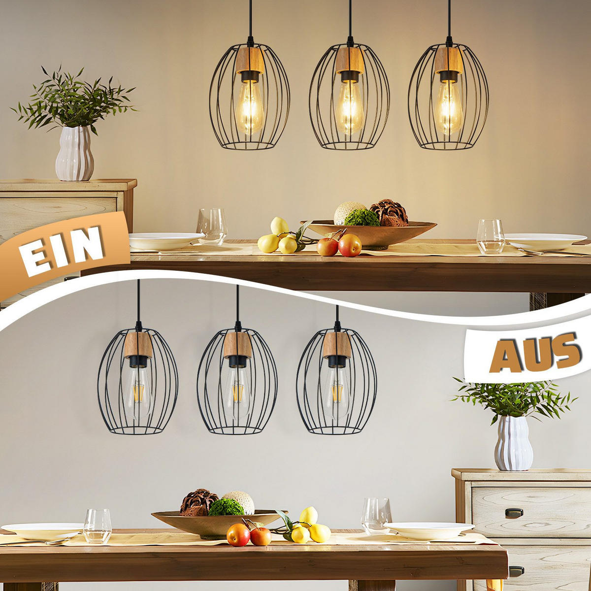 PENDELLEUCHTE BENNETT Ⅲ 50/17/147 cm - Schwarz, Metall (50/17/147cm) - Nettlife