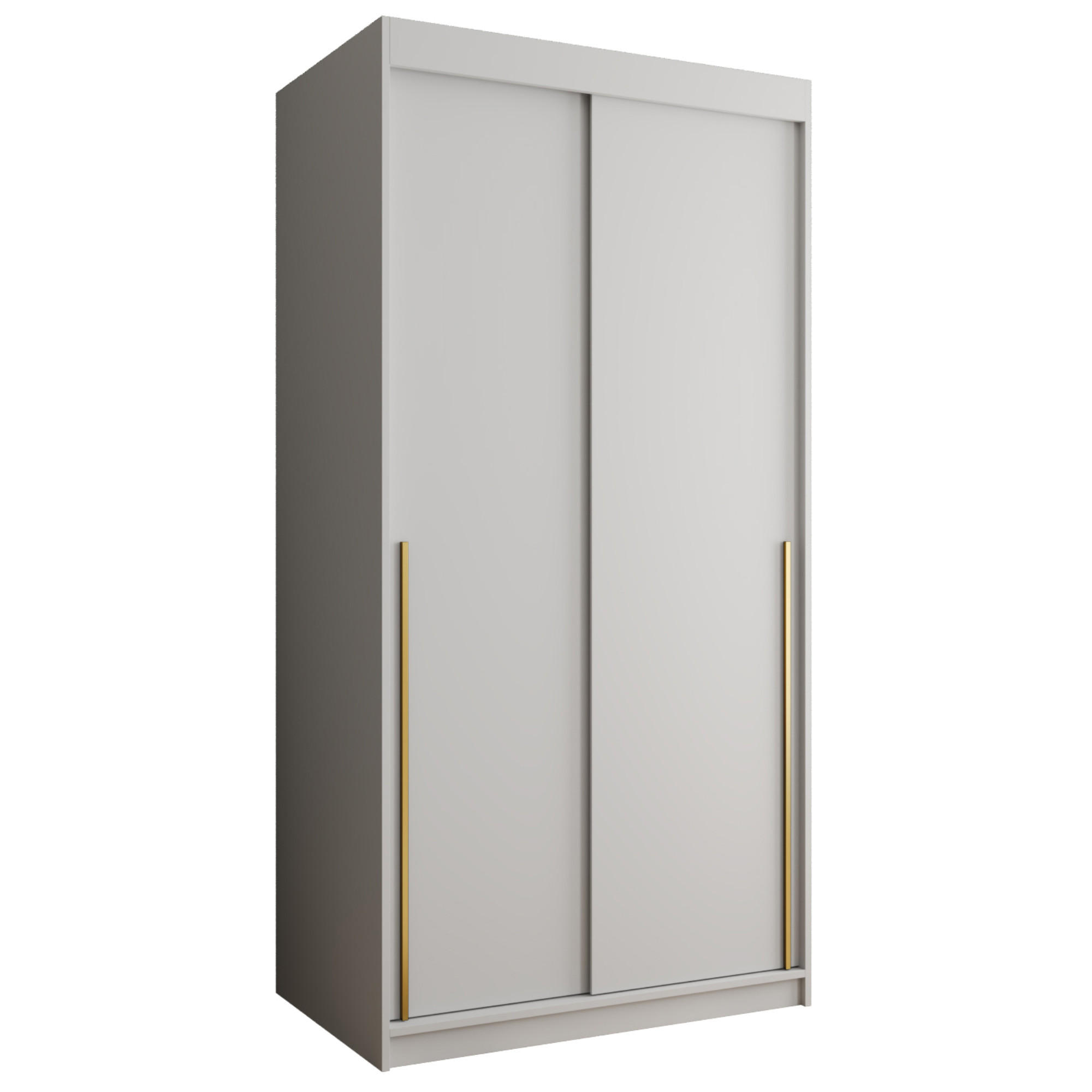 SCHIEBETÜRENSCHRANK 100 cm Breite, weiß mit Goldgriff - Goldfarben/Weiß, Holzwerkstoff (100/200/62cm) - Home Collective