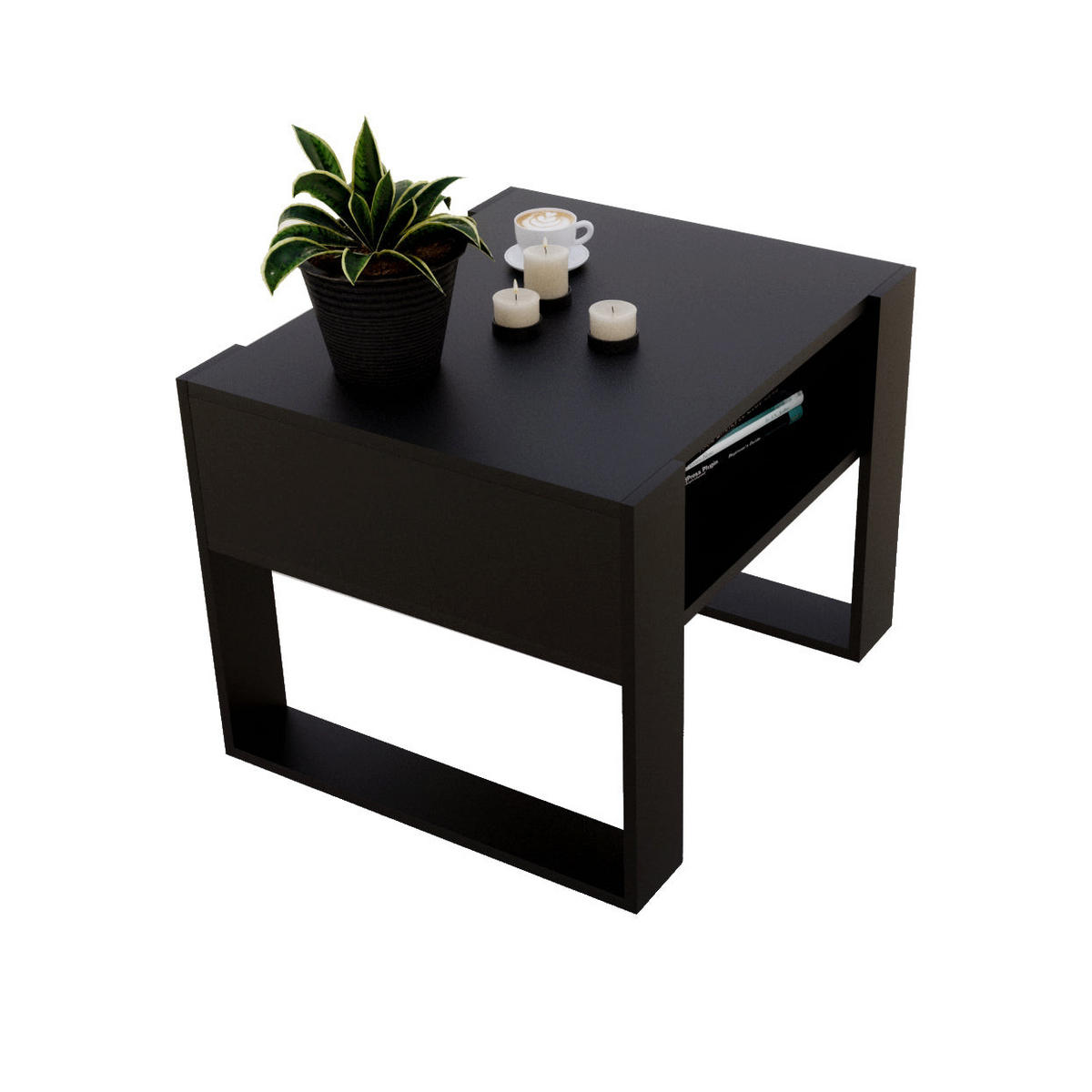 COUCHTISCH KARO 65 - Schwarz, Holz (53.6/65/45cm) - Mat-Haus