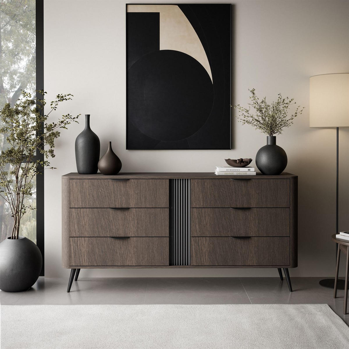 KOMMODE TWILIGHT 6S mit Schubladen - Eichefarben, Holzwerkstoff (163/81/38cm) - Lookway