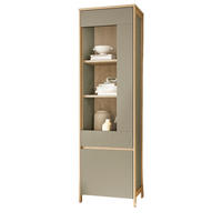 VITRINE Salbei grün, Eiche 58 cm, Vitrinenschrank mit Soft-Close - Salbeigrün/Eichefarben, Glas/Holzwerkstoff (58/195/39cm) - Furn.Design