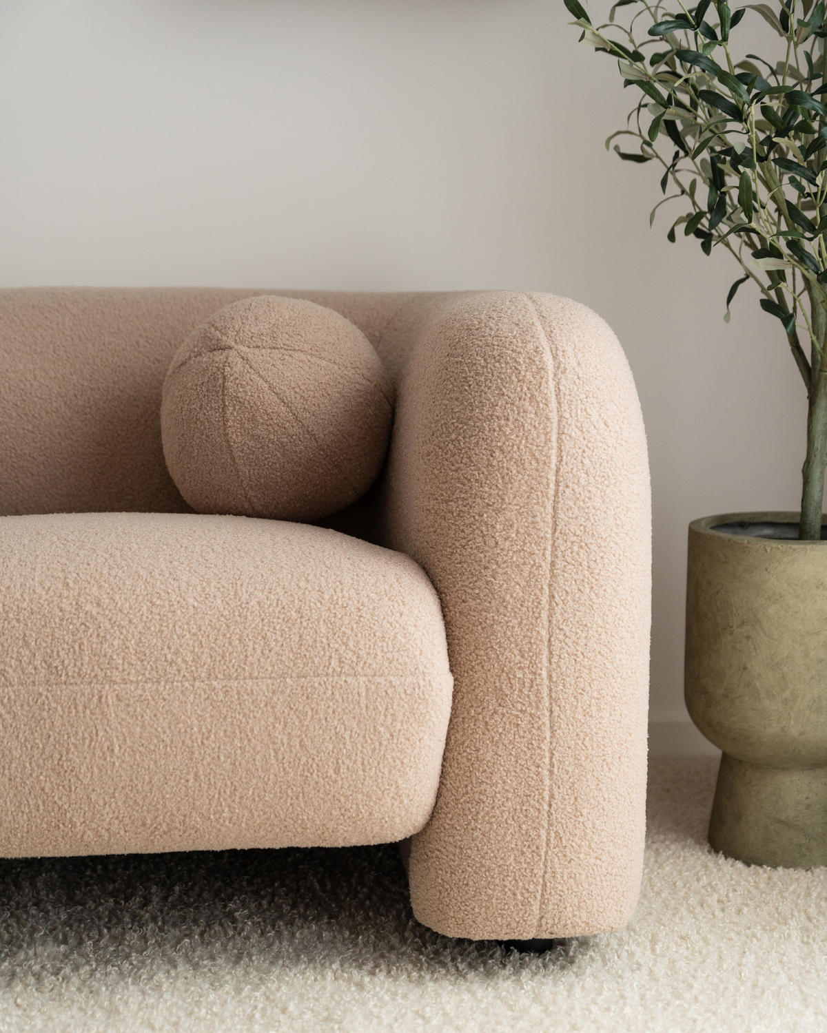 3-SITZER-SOFA Bouclé beige Leiren - Beige, Textil (224/73/83cm) - Beliani