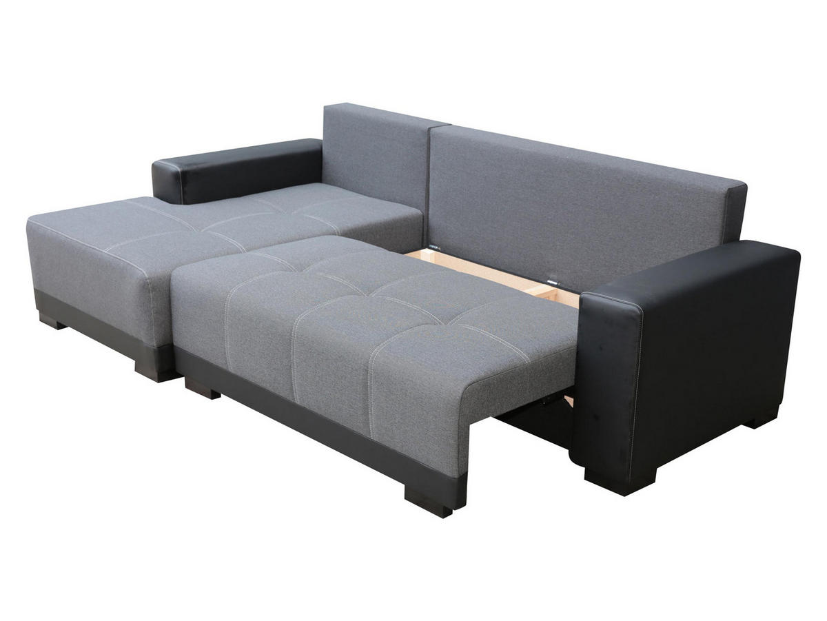 ECKSOFA Dallas, Seite: Links - Schwarz/Grau, Holz/Textil (240/140cm) - MIRJAN24