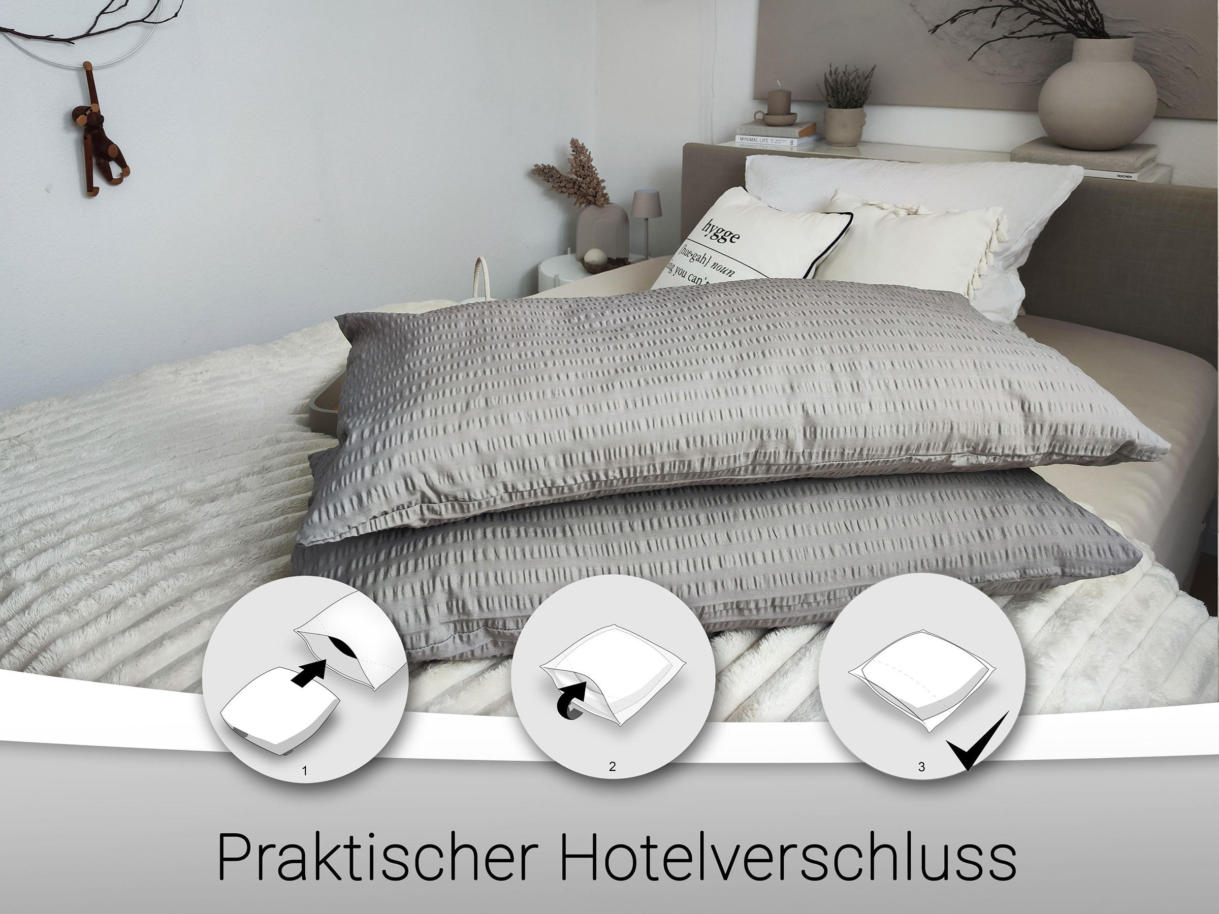 KISSENBEZUG, 2er-Set, 40x80 cm, 100% Baumwolle, Grau - Grau, Textil (40/80cm) - Zollner