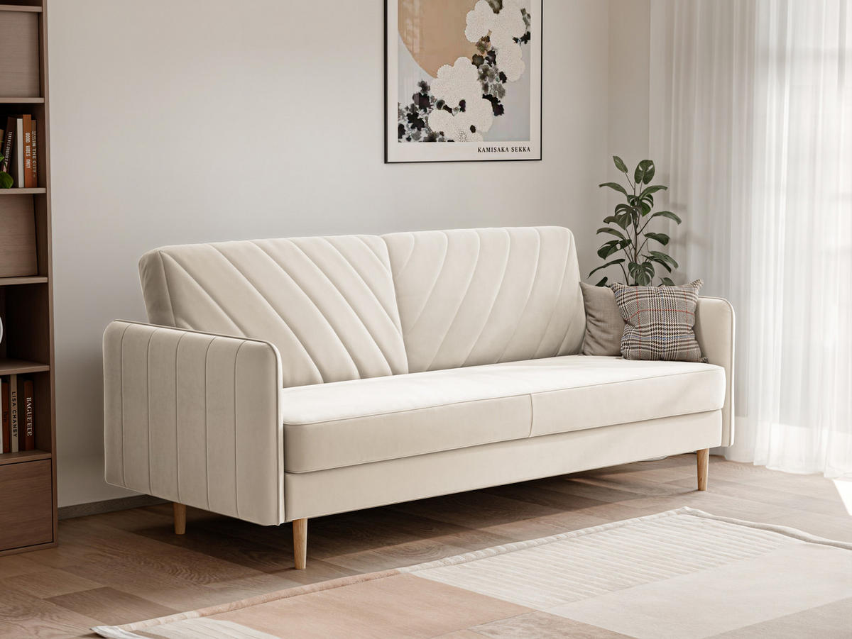 SCHLAFSOFA COLETTE mit Bettkasten Creme - Creme, Holzwerkstoff/Kunststoff (200/85/90cm) - Idohome