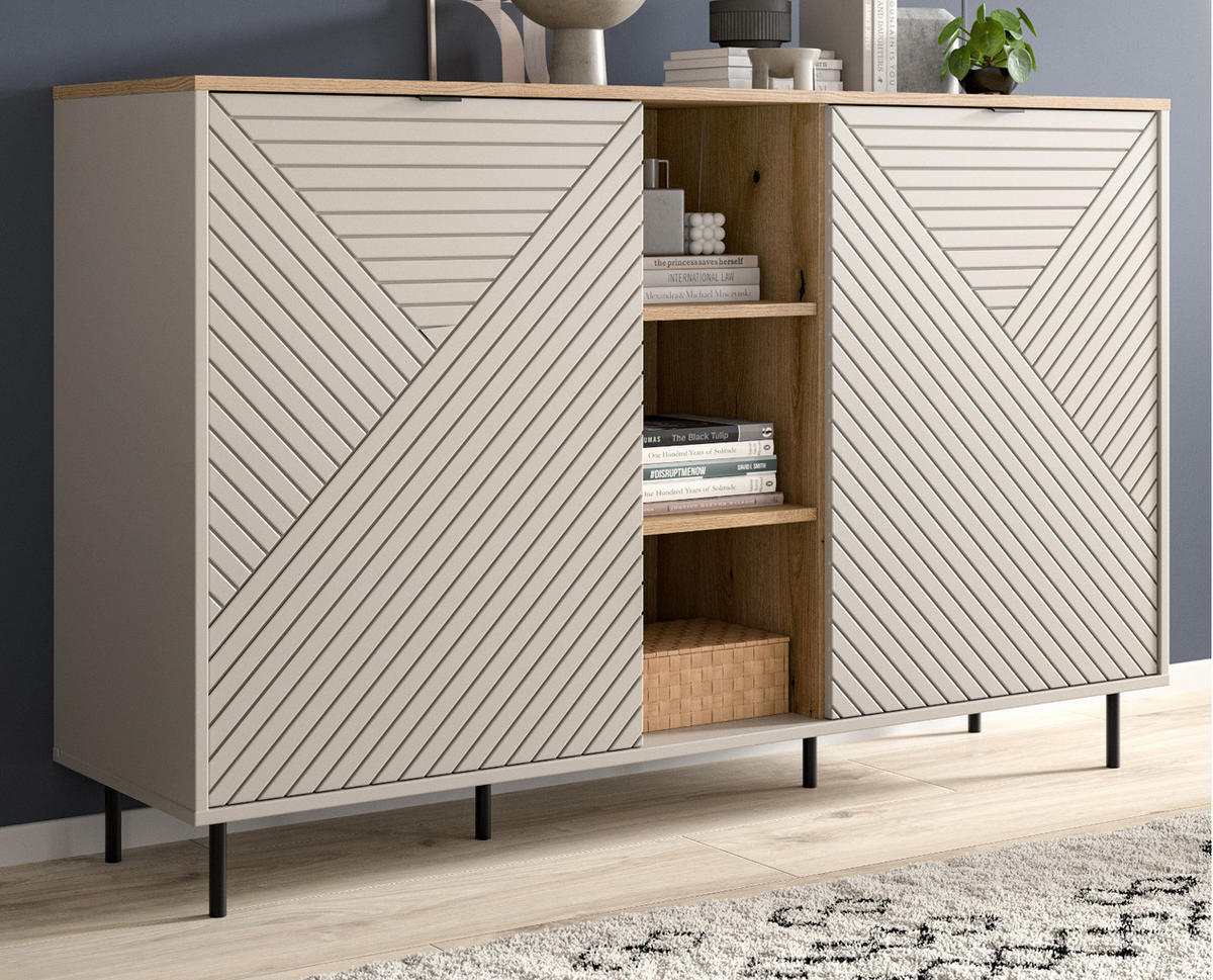 SIDEBOARD Kaschmir, Evoke Eiche 154 x 95 cm, Kommode in modernem Design - Kaschmir/Eichefarben, Holzwerkstoff/Metall (154/95/40cm) - Inn.Furn