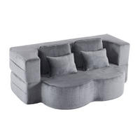 SCHLAFSOFA aus Schaumstoff und Federkern Blau/Grau klappbar mit 4 Kissen und multifunktionaler Nutzung - Grau, Kunststoff (198/76/60cm) - Modfu