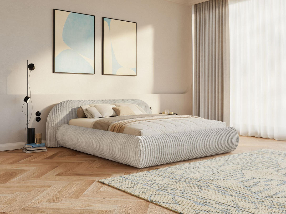 POLSTERBETT Shels Low Graubeige 180x200 cm - Taupe/Schwarz, Kunststoff/Textil (180/200cm) - Selsey