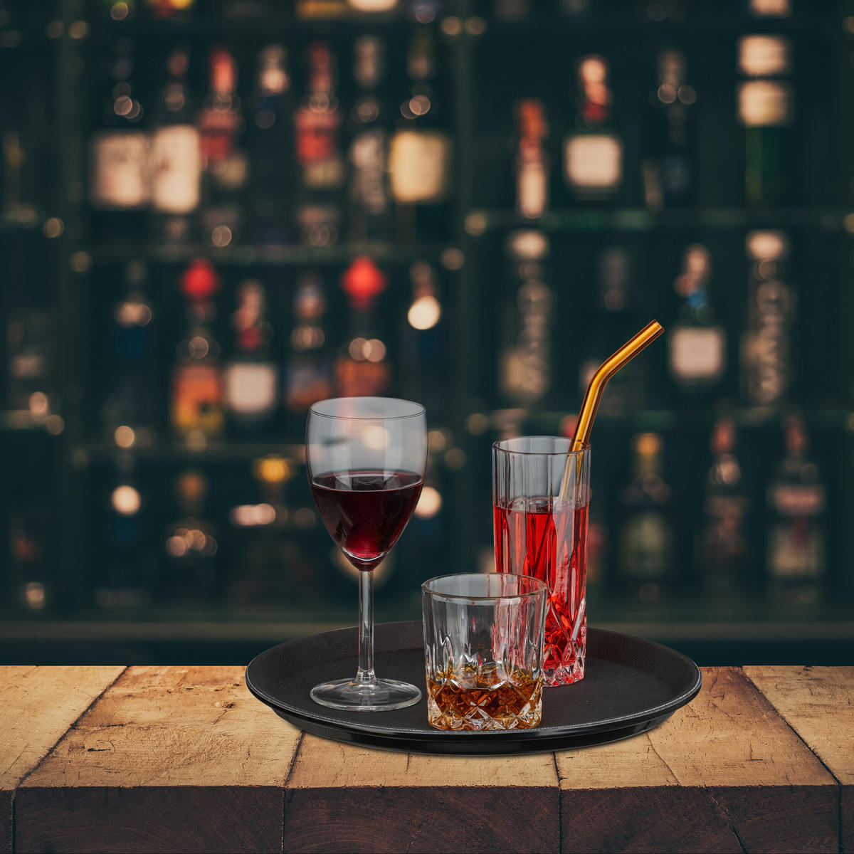 3xSERVIERTABLETT - Schwarz, Kunststoff (28/2/28cm) - Relaxdays