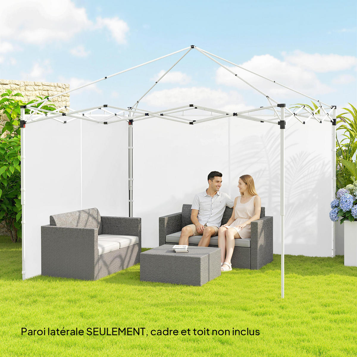 SEITENWÄNDE DE-12731 2er-Set für 3x3/3x6 m mit Klettverschluss Weiß - Weiß, Textil (1/195/295cm) - ComfortXL
