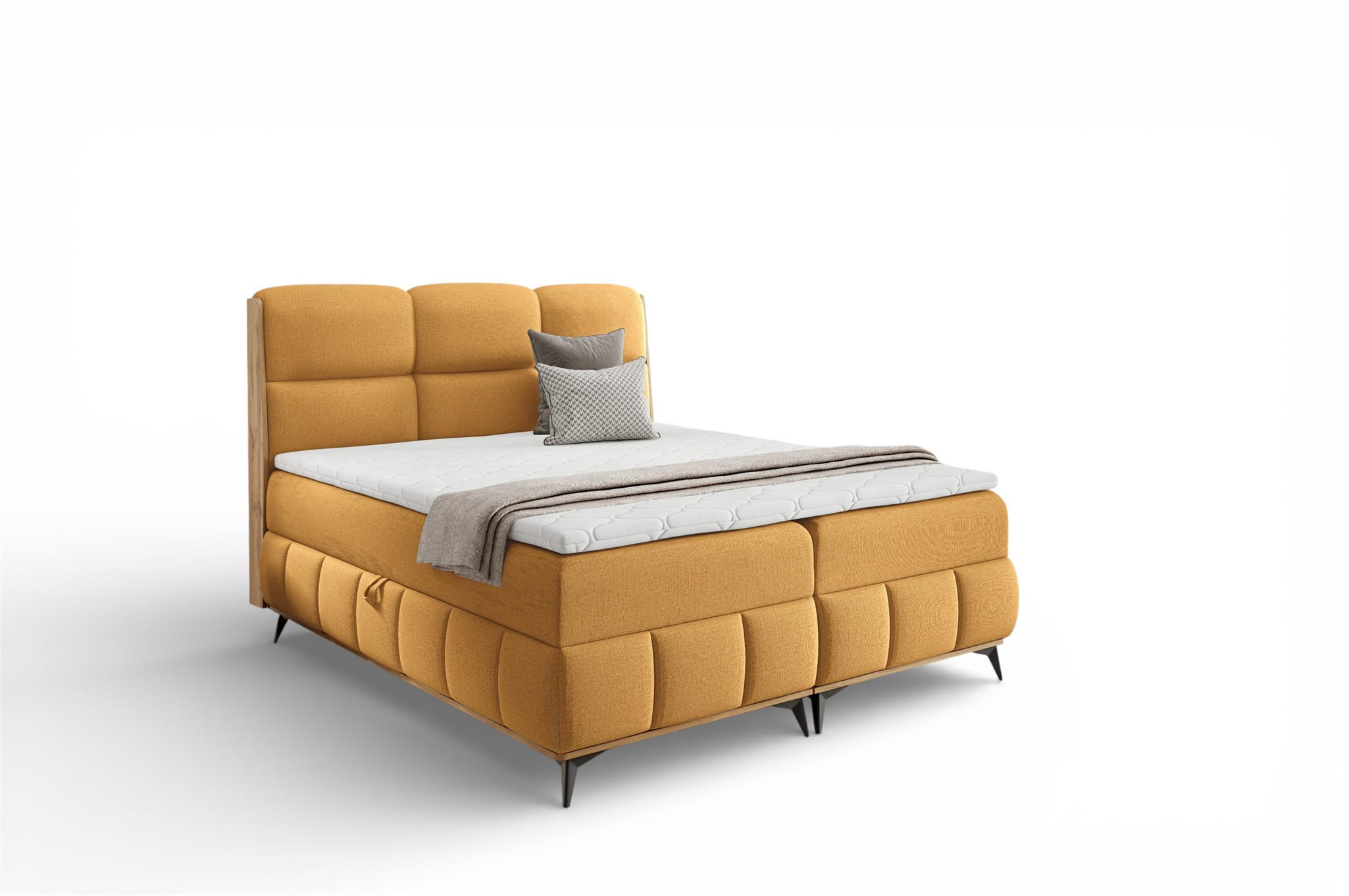 BOXBETT Charlie - Gelb, Holzwerkstoff/Textil (120/200cm) - Fun Möbel
