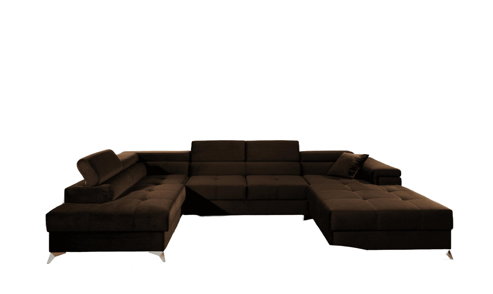 WOHNLANDSCHAFT mit Schlaffunktion und Bettkasten, Kronos-Stoff - Chromfarben/Dunkelbraun, Textil/Metall (345/90/202cm) - Eltap