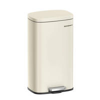 MÜLLEIMER 30 L Küche Tretmülleimer Softclose Deckel - Beige, Metall (34.8/63.3/29.7cm) - Kaket