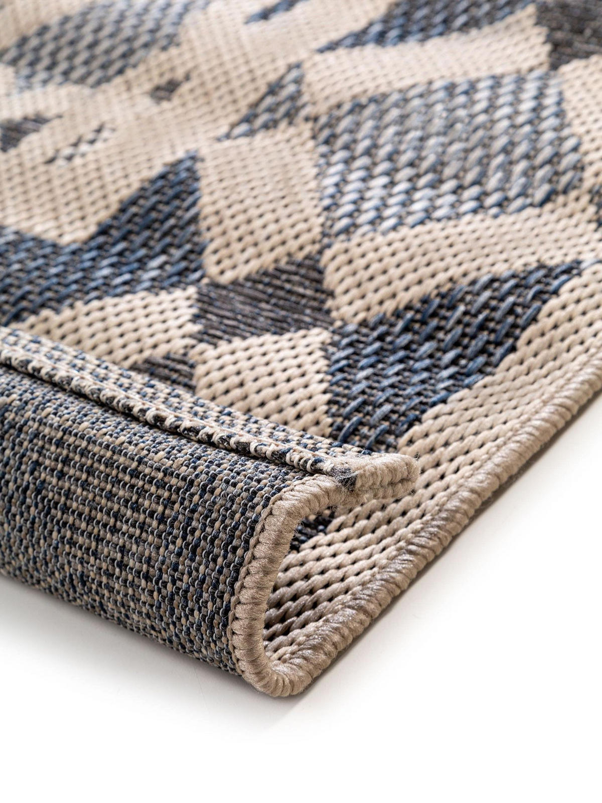 OUTDOORTEPPICH River Beige/Blau 100x150 cm - Blau/Beige, Kunststoff (100/1cm) - KUNSTLOFT