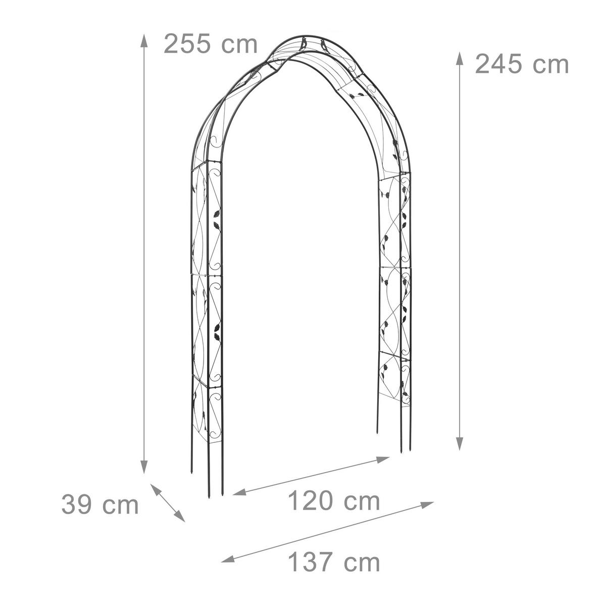 ROSENBOGEN - Schwarz, Metall (137/255/39cm) - Relaxdays