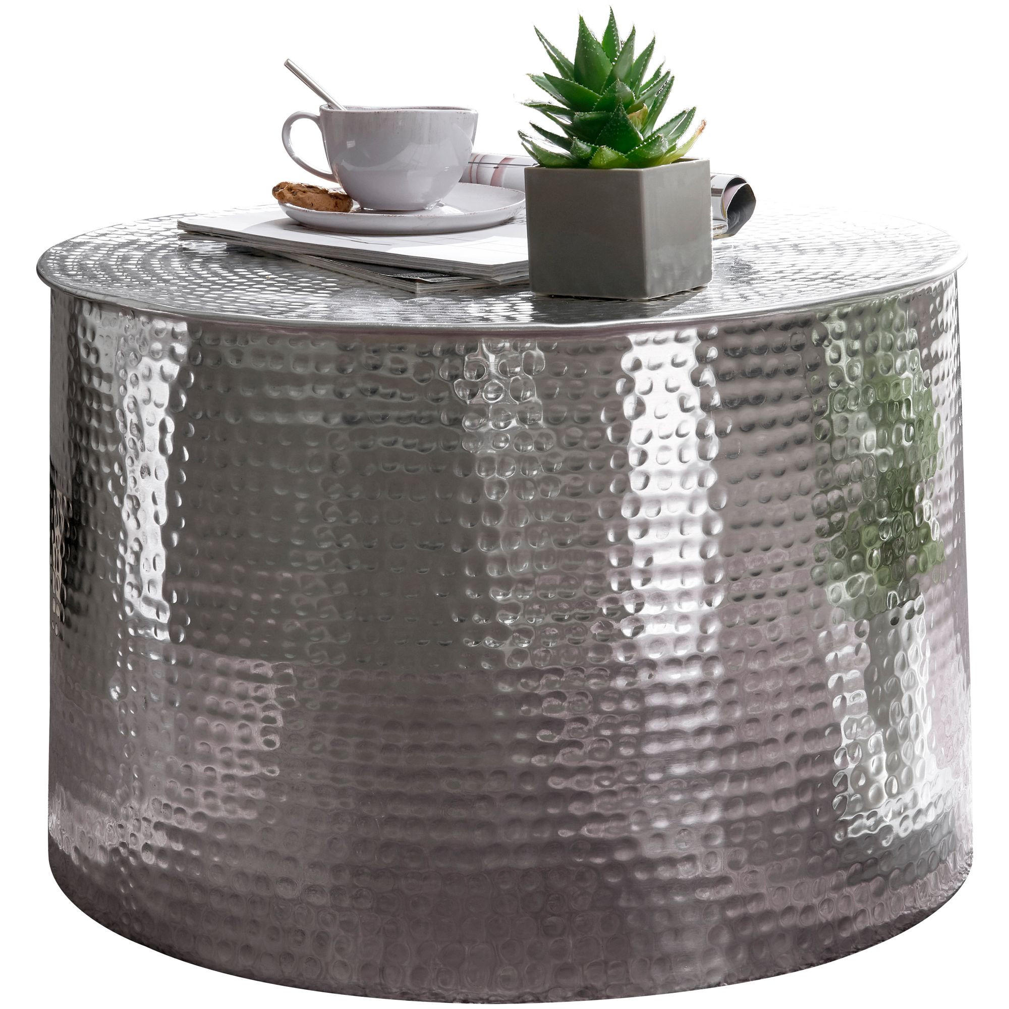 COUCHTISCH orientalisch MANI - Silberfarben, Metall (61/61/40.5cm) - tinkaro