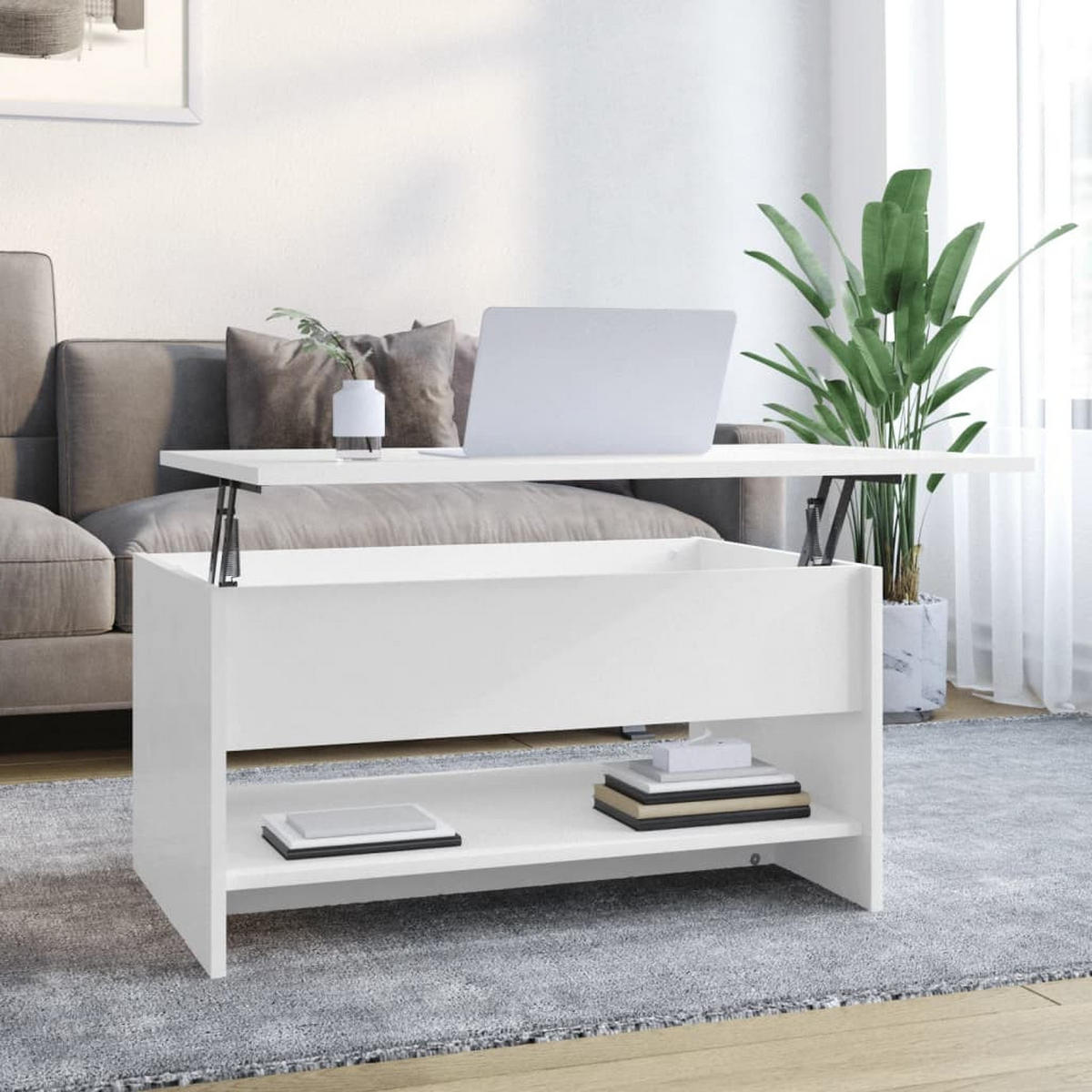 COUCHTISCH Hochglanz-Weiß 80x50x40 cm Holzwerkstoff - Weiß, Holzwerkstoff (80/50/40cm) - furnicato