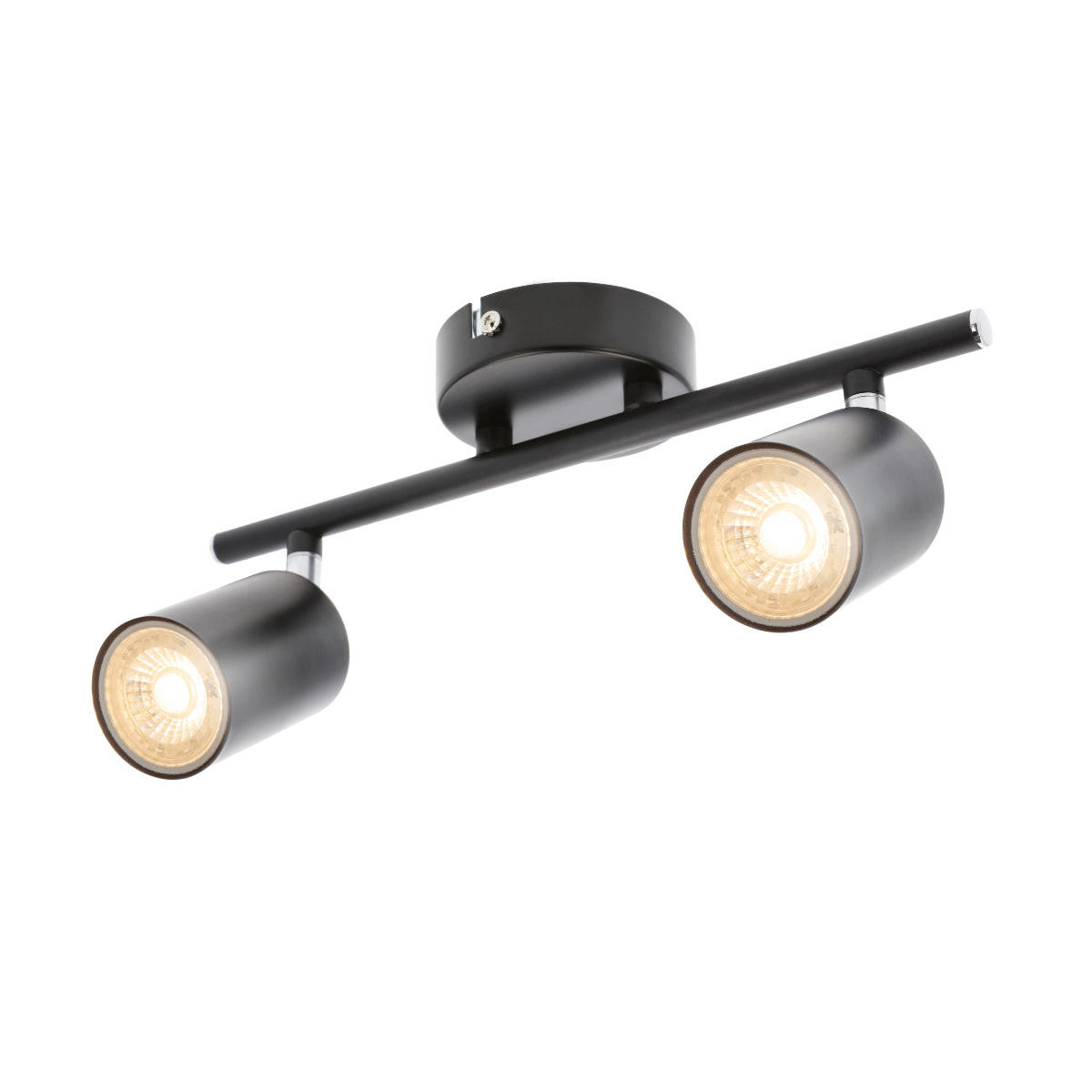 DECKENSTRAHLER LICHTBUCHSE Schwarz Doppelkopf GU10 - Schwarz, Metall (6/30/17cm) - CGC Europe