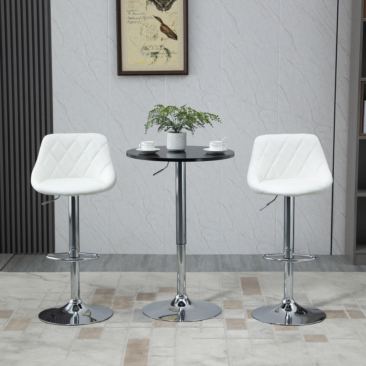 BARTISCH, MDF, Steel, Schwarz - Schwarz, Kunststoff (61/70/61cm) - HOMCOM