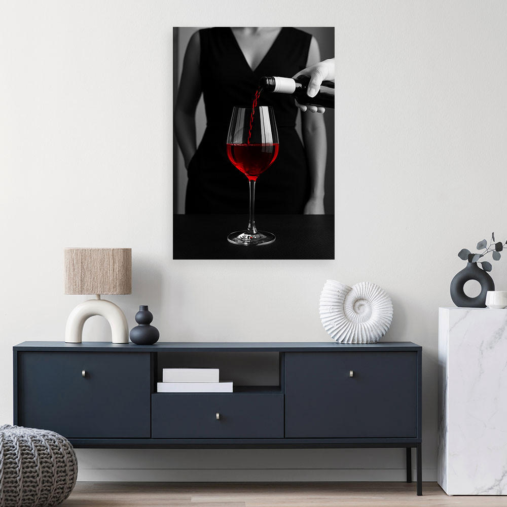 LEINWANDBILD Frau Rotwein 80x120cm - Schwarz, Textil (80/120cm) - Feeby