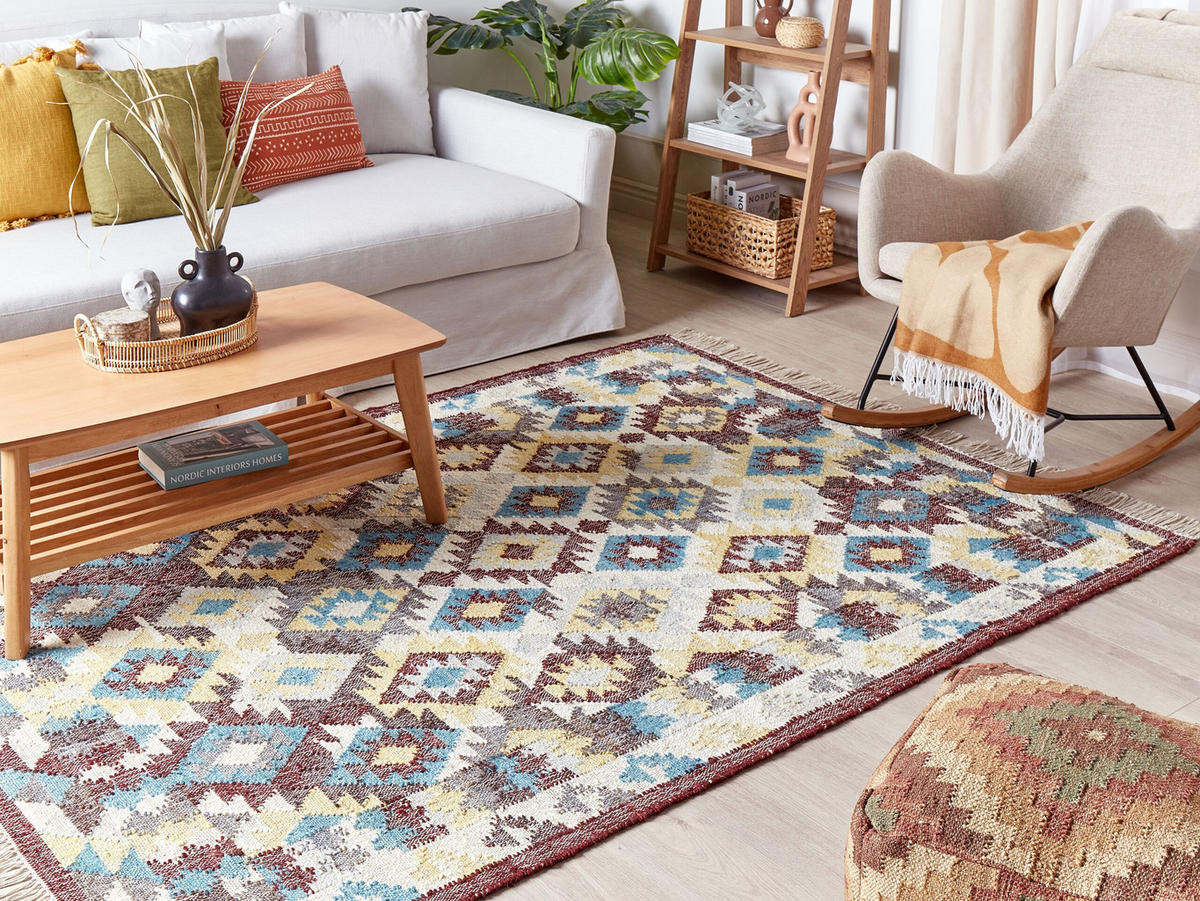 TEPPICH geflochten Fener 230/160 cm - Multicolor, Naturmaterialen (160/230cm) - Beliani