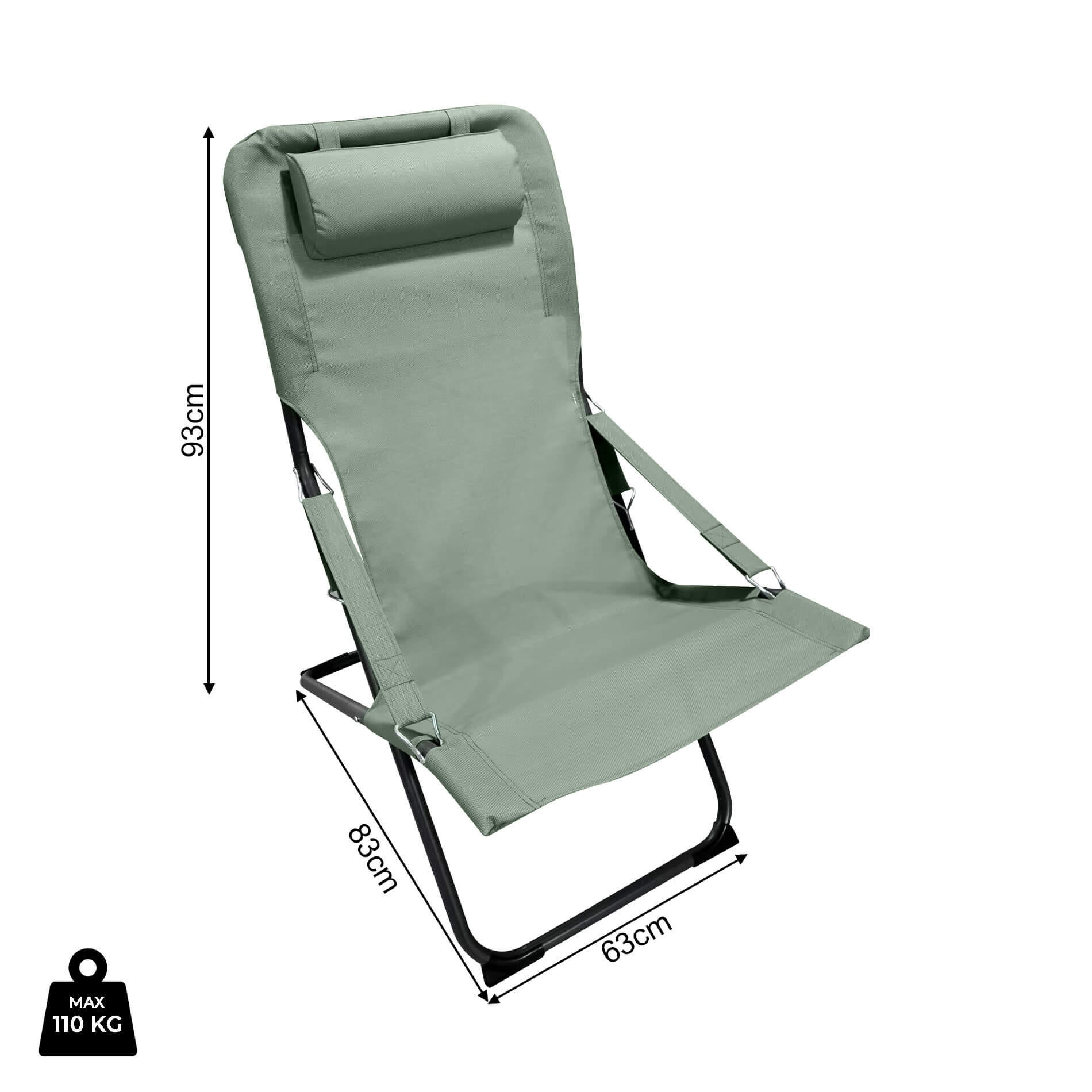 GARTEN-RELAXSESSEL Grün 63/83/98 cm - Grün, Metall (63/88/83cm) - Mobili Rebecca