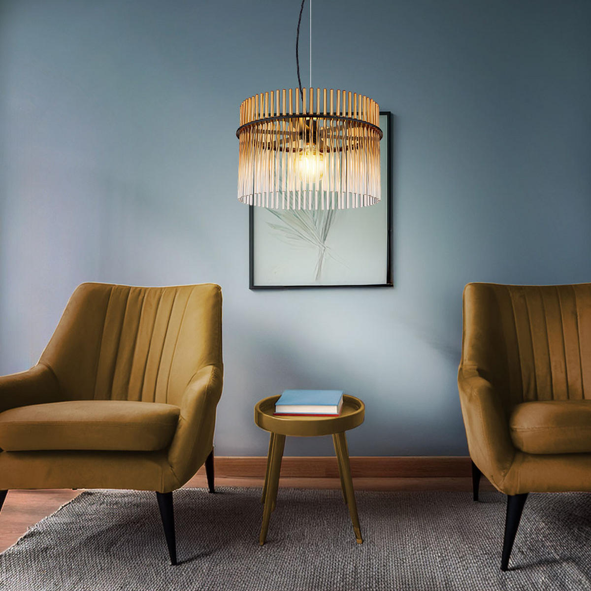 LED HÄNGELEUCHTE Metall Amber Orange - Orange, Glas (40/40/150cm) - Globo Lighting