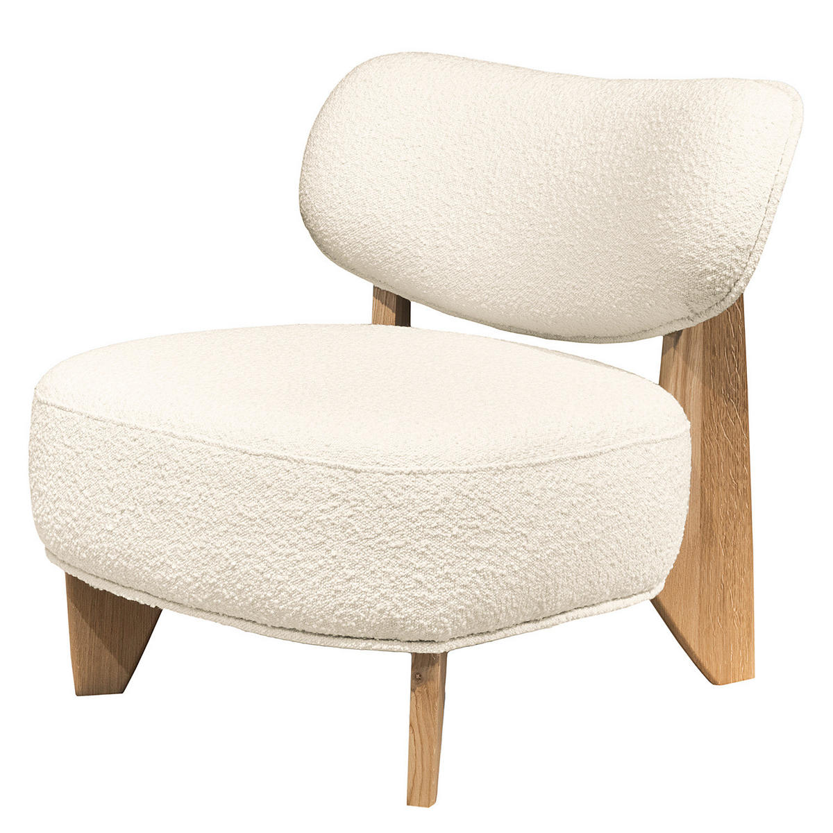SESSEL - Bouclé - Eichefarben/Creme, Eichenholz/Holz (70/72/79cm) - home24
