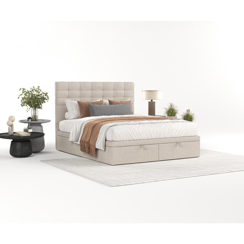 Thumbnail - AltaBeds Polsterbett, Sand, Textil, Buche, Kiefer, 160x200 cm, Handmade in Europe, Schlafzimmer, Betten, Polsterbetten