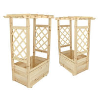 PFLANZKÄSTEN 2er Set mit Rankgittern & Dach - Tannenholz - 58 x 34 x 103cm - Naturfarben, Holz (58/103/34cm) - holz4home