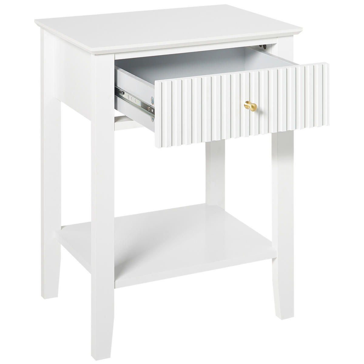 NACHTTISCH mit 1 Schublade Weiß Assisi - Weiß, Holzwerkstoff (35/48/62cm) - Beliani