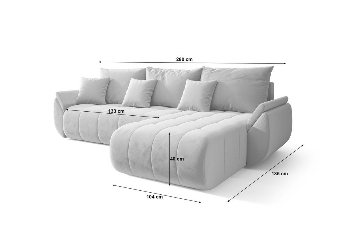 ECKSOFA mit Schlaffunktion TOKYO L Monolith 95 Links - Dunkelbraun, Textil (280/185cm) - Bedante
