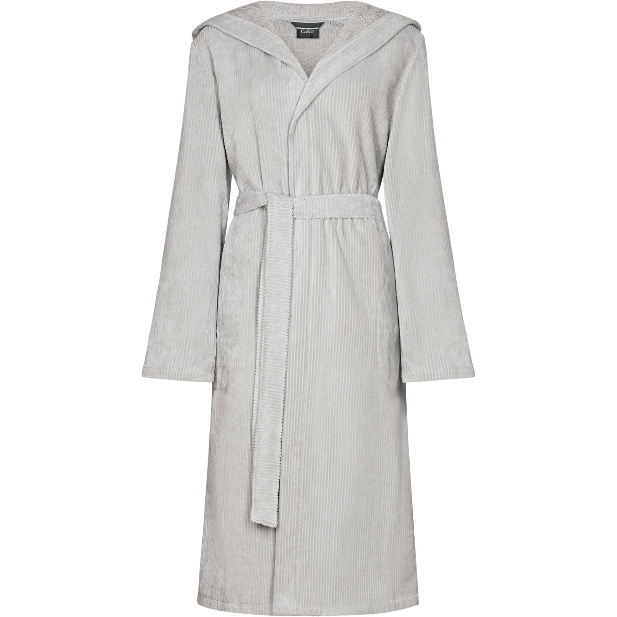 BADEMANTEL DAMEN KAPUZE CORD-OPTIK 6140 SILBER - 713 - Grau, Textil (Mnull) - Cawoe