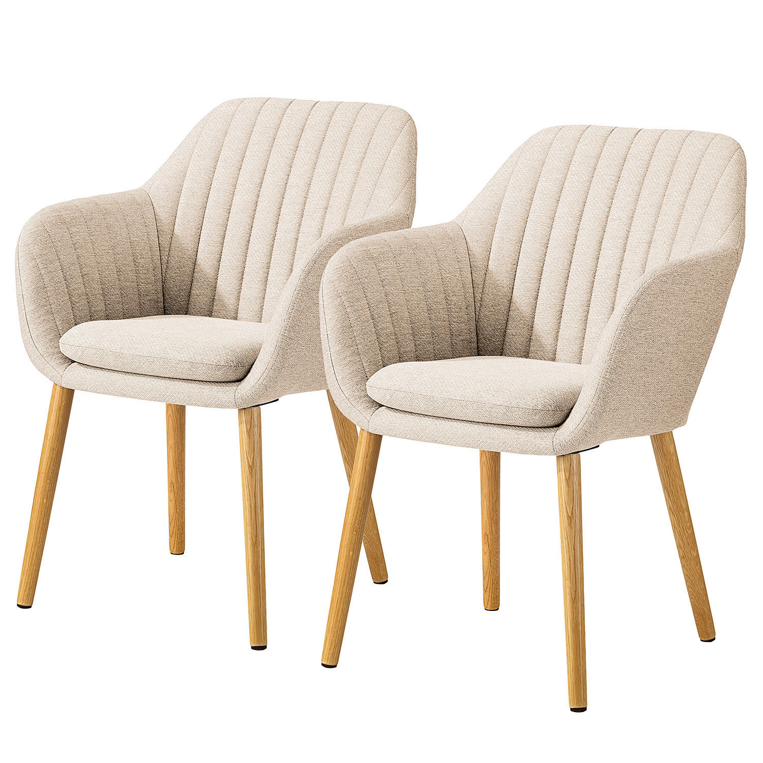 ARMLEHNENSTUHL - Eichefarben/Beige, Eichenholz/Holz (57/83/61cm) - home24