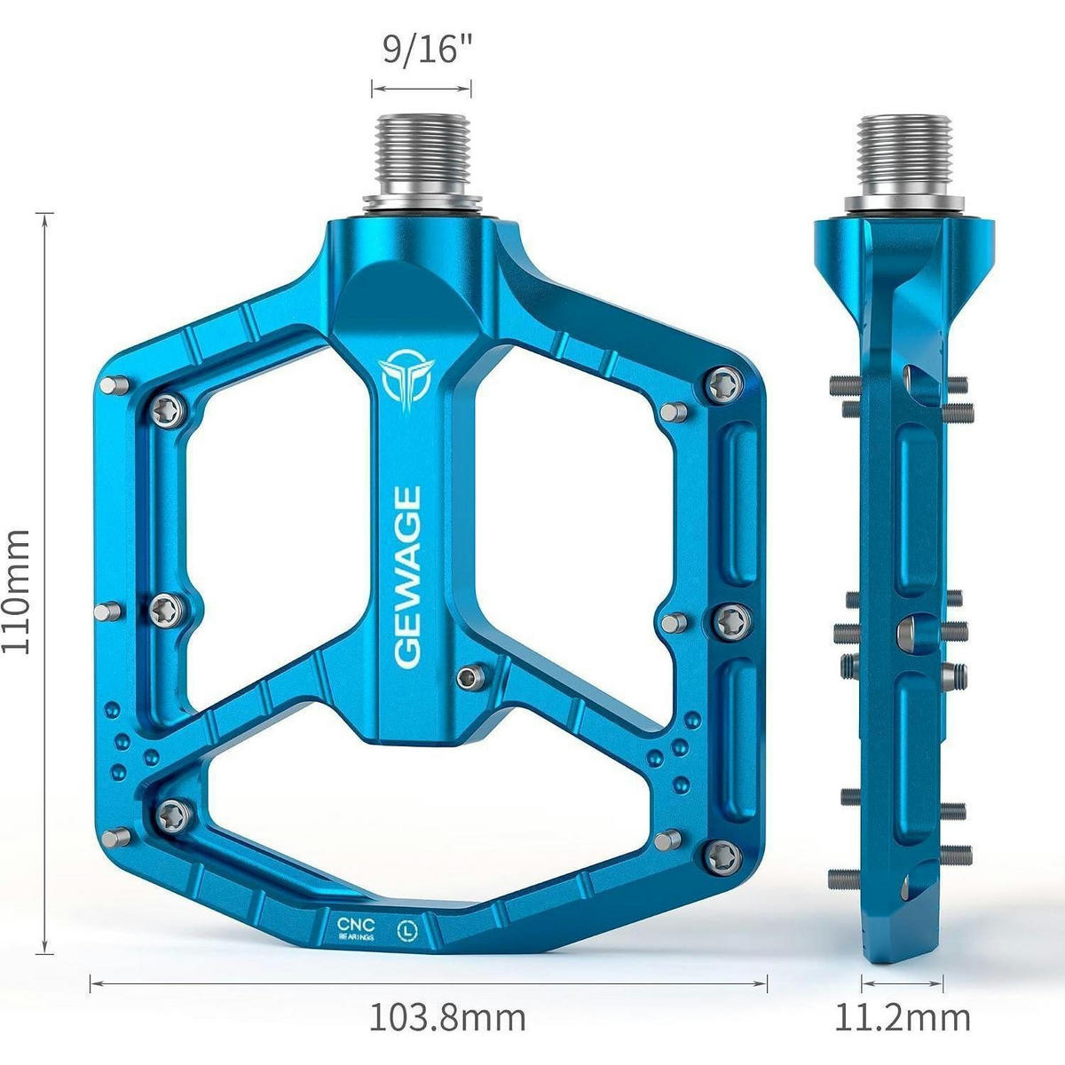 FAHRRADPEDALE CNC Aluminium 3-Fach-Lagersystem Blue Sky - Blau, Metall (10.4/1.5/11cm)