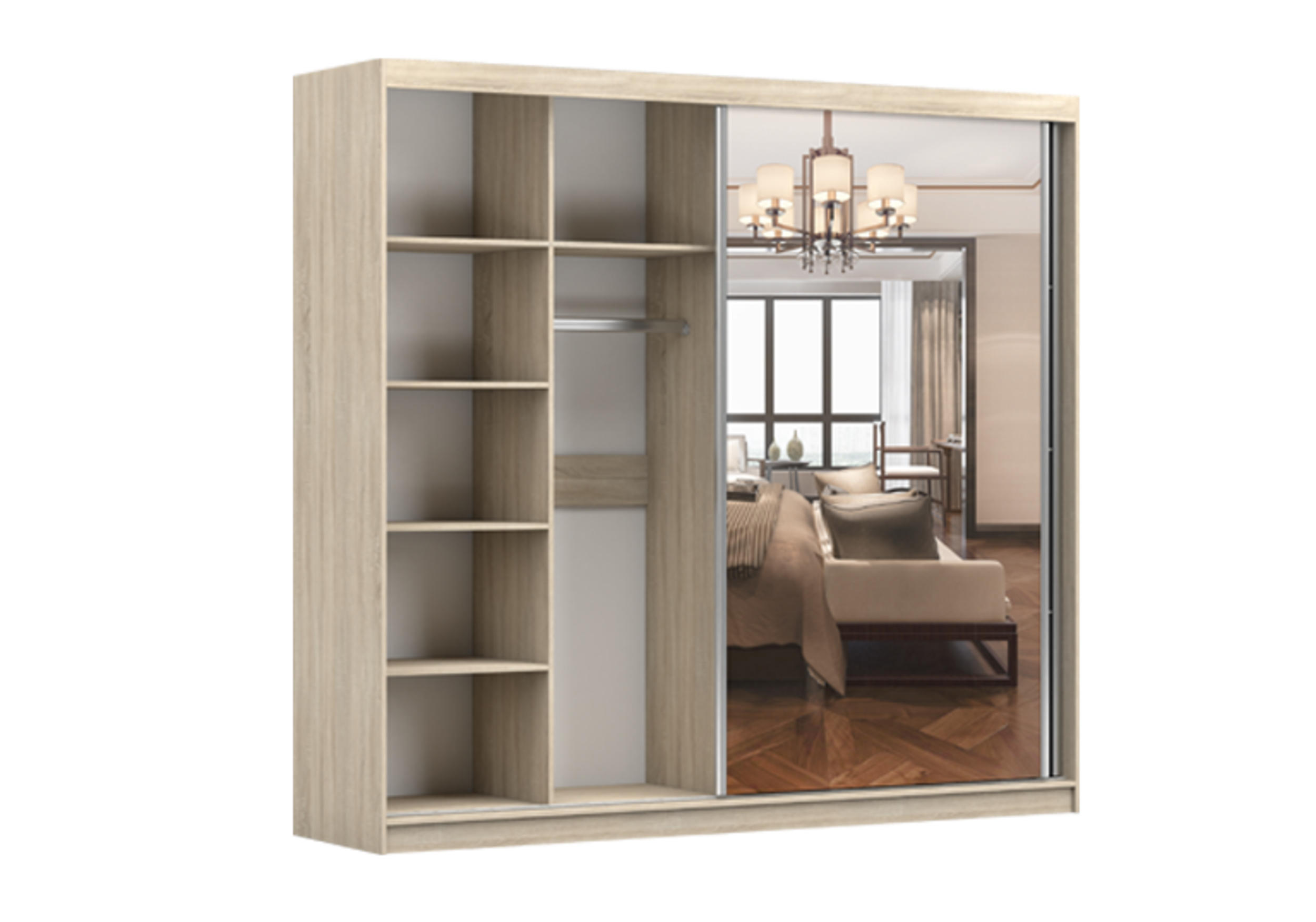 SCHIEBETÜRENSCHRANK - Ben 35s (Graphit, 233 cm) - Graphitfarben, Holzwerkstoff (233/218/61cm) - Möblo
