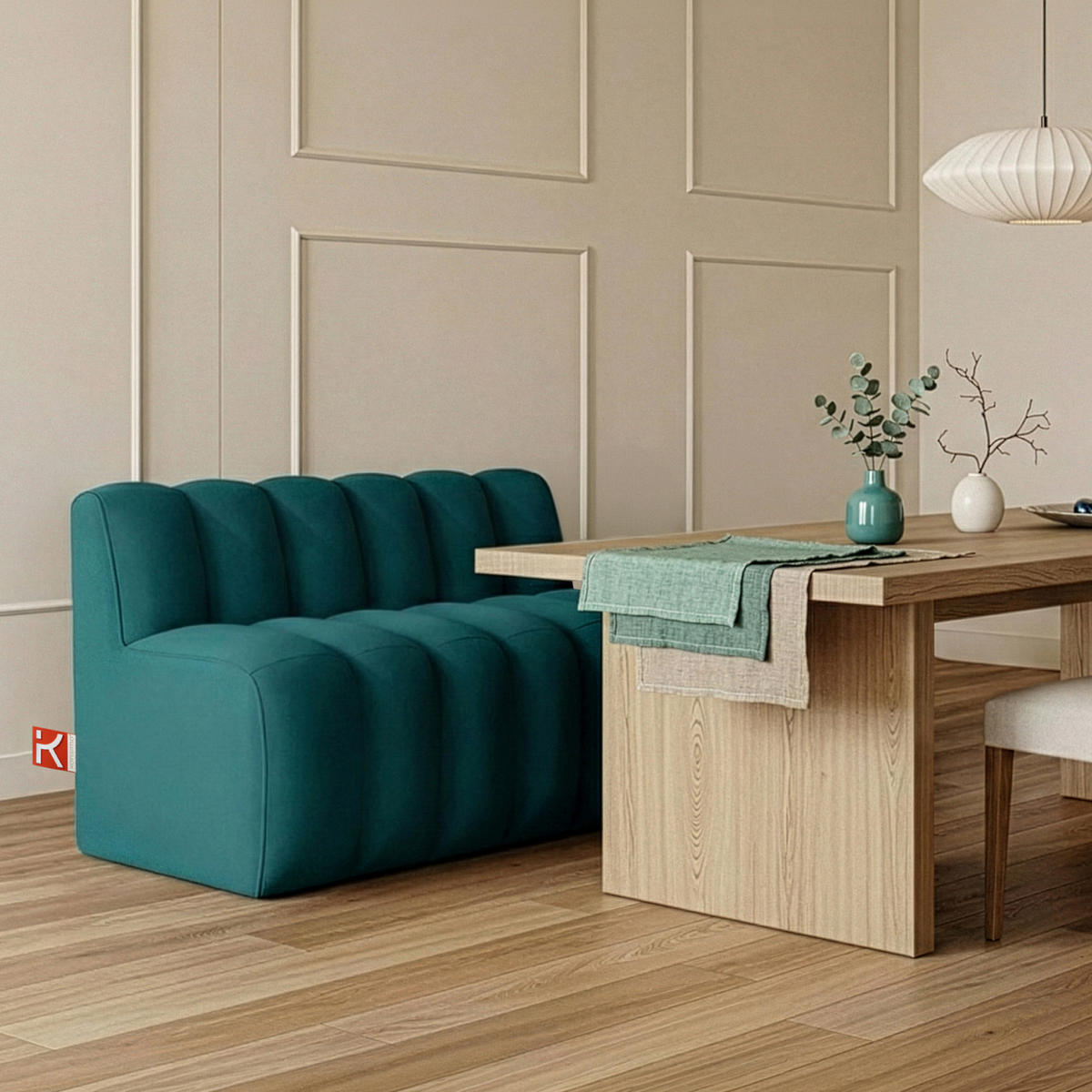 ESSZIMMERBANK CORDA, Meeresblau - Türkis, Holz/Holzwerkstoff (123/78/71cm) - KONSIMO®