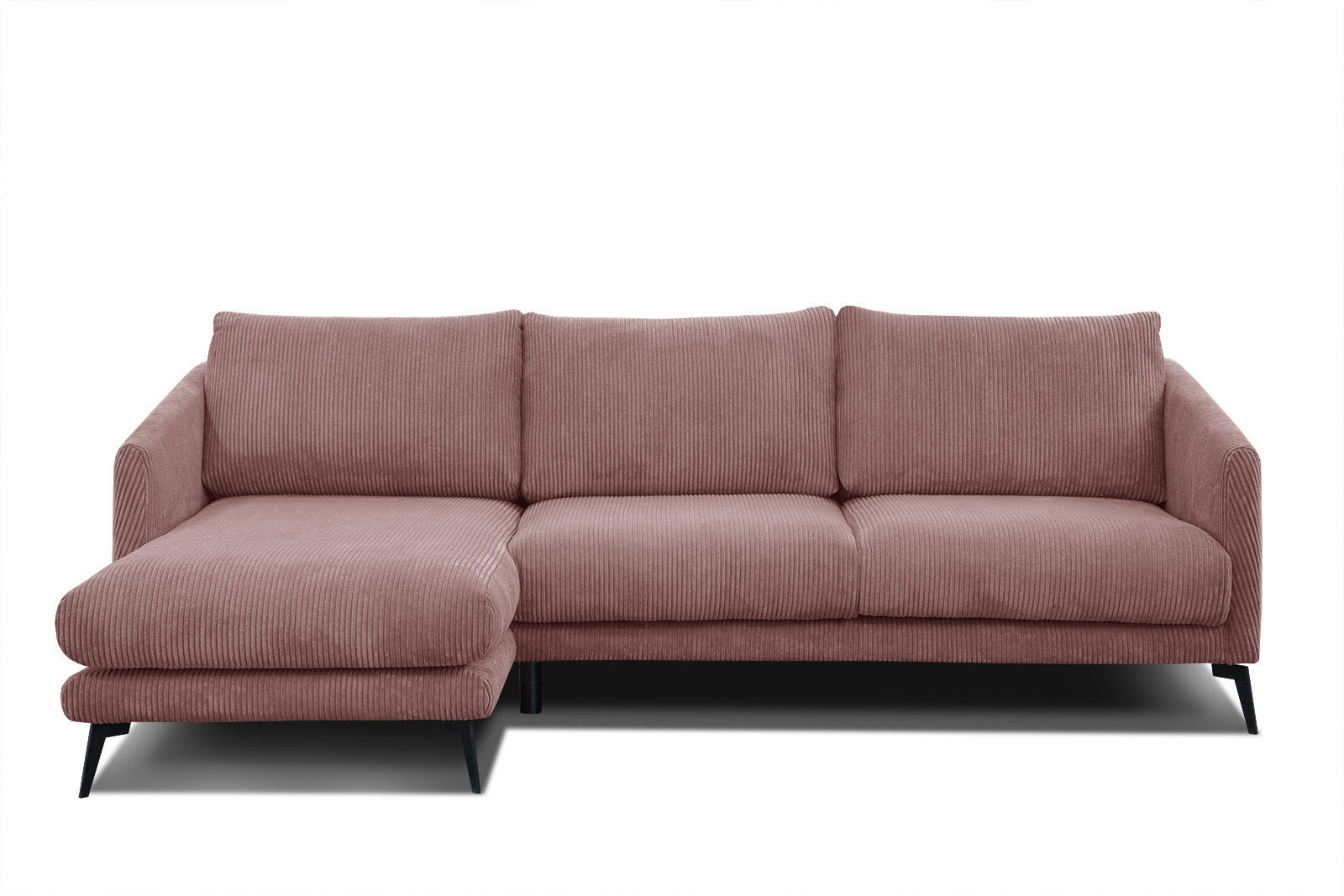 ECKSOFA VILT 4-Sitzer, altrosa - Schwarz/Altrosa, Holzwerkstoff/Textil (156/255cm) - Courtois Laville