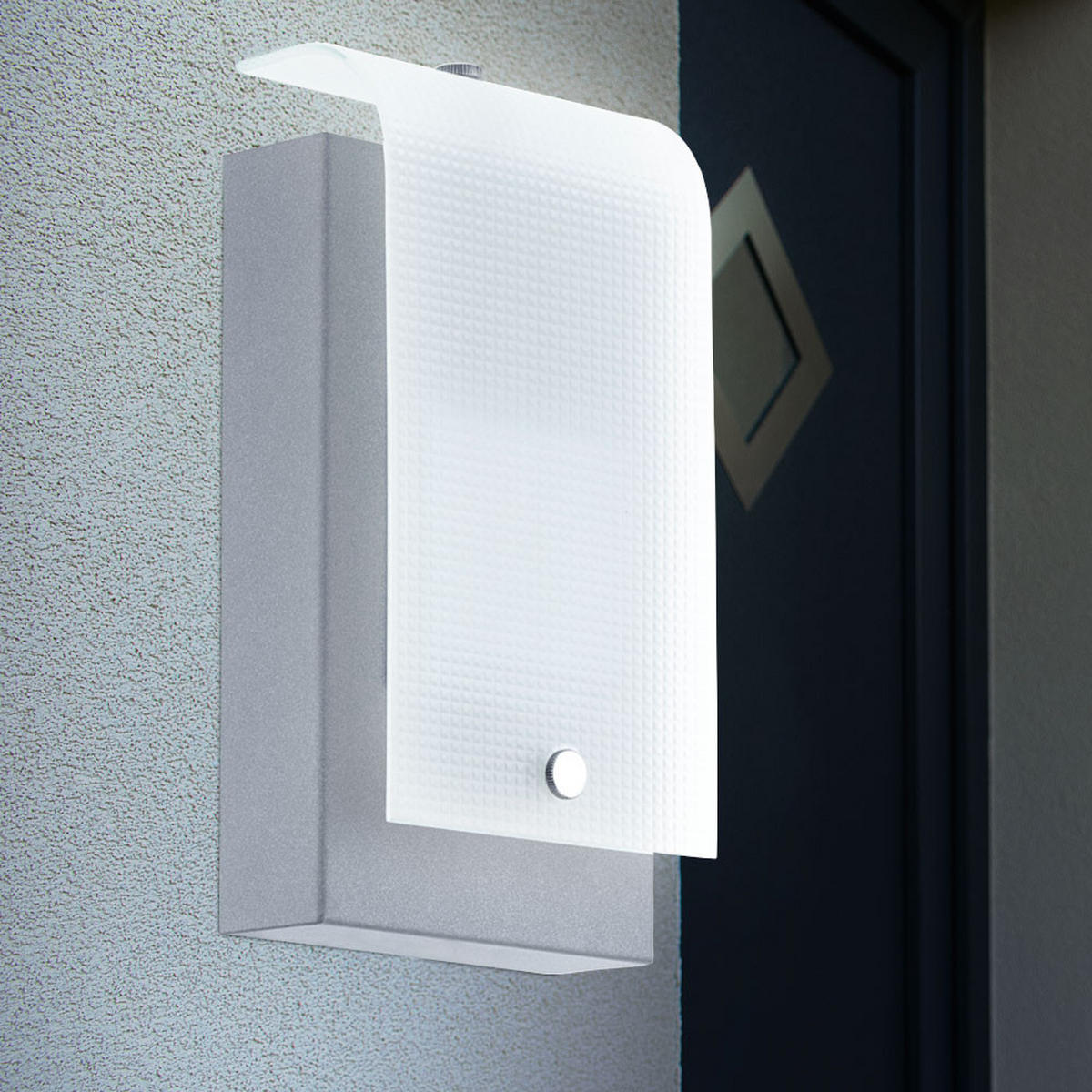 LED AUSSEN-WANDLEUCHTE Stahl Silber - Silberfarben, Glas (7/22.5/12cm)