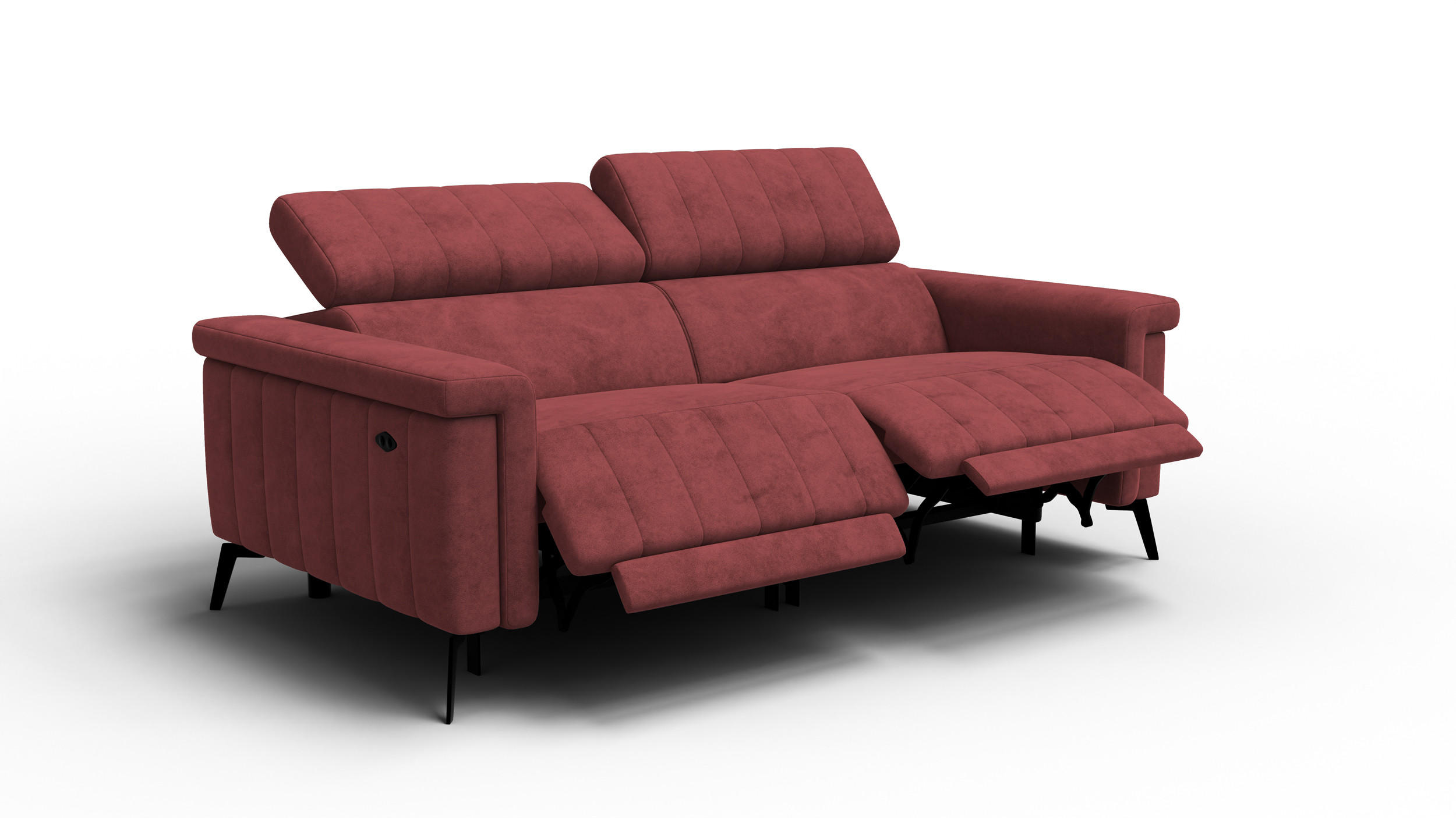 RELAXSOFA NORDEL 3-Sitzer, bordeaux - Bordeaux/Schwarz, Holz/Textil (194/80/105cm) - Courtois Laville