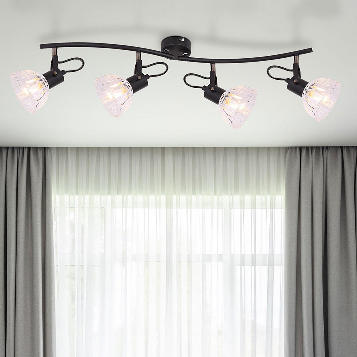 DECKENLEUCHTE Vernole Metall Schwarz - Schwarz, Glas (70/15.5/18cm) - Globo Lighting