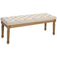 SITZBANK, Polsterbank mit Leinenoptik, Holzbeine, Bettbank, 120 x 41 x 48 cm, Creme - Creme, Kunststoff (41/48/120cm) - HOMCOM