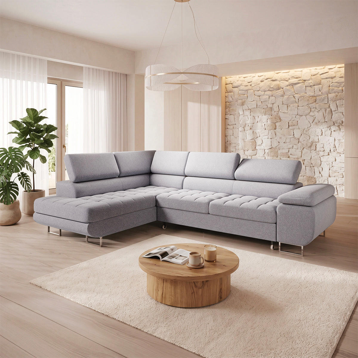 ECKSOFA Eden 4 Sitzplätze Grau - Grau, Textil (271/201cm) - Petits-meubles
