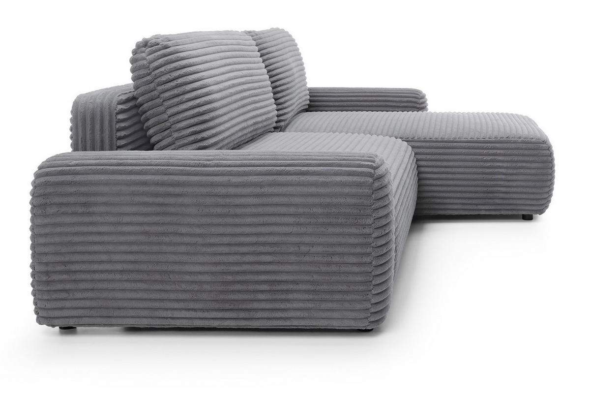 ECKSOFA 260 cm Cantara mit Cordstoff, Bettkasten, Rechts, Dunkelgrau - Dunkelgrau, Holz (162/264cm) - Emporius